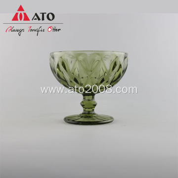 Embossed Salad Glass Bowl ice Cream Bowl Goblet